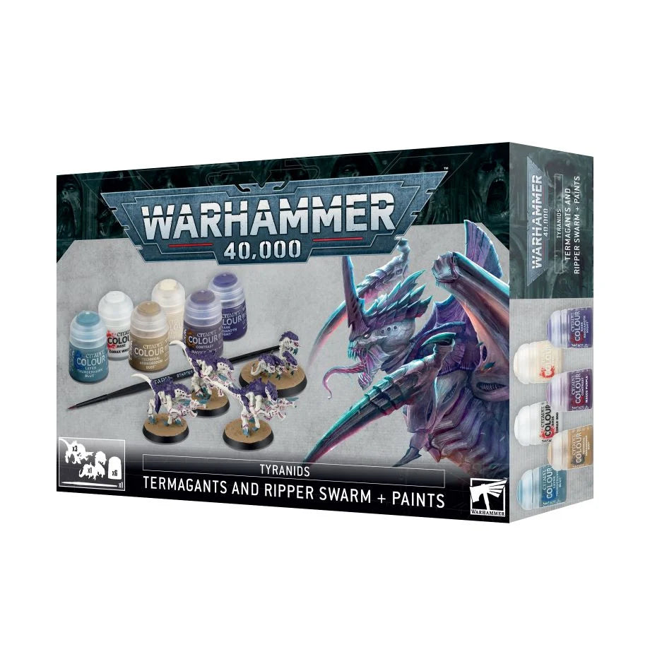 Tyranids: Termagants and Ripper Swarm + Paints Set (Jpn/Eng/Sim+Tra Chinese) - 槍蟲和撕裂蟲群+顏料