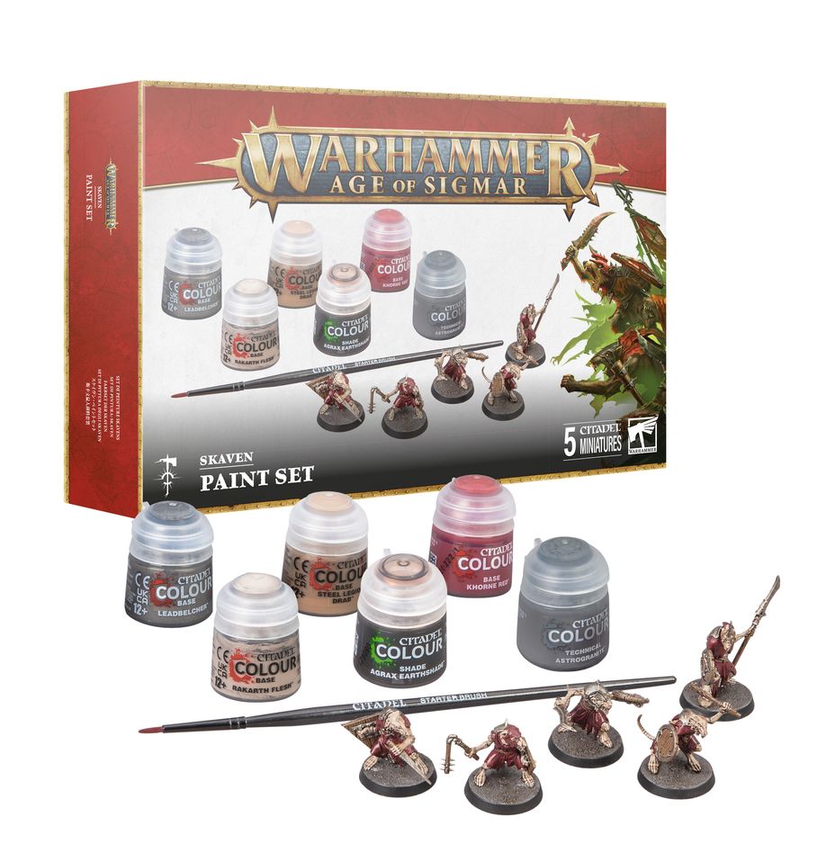 Age of Sigmar: Skaven + Paint Set - 戰鎚西格瑪時代：斯卡文鼠人顏料套裝