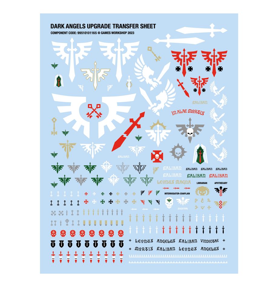 Dark Angels: Upgrades and Transfers - 黑暗天使升級改套與水貼紙