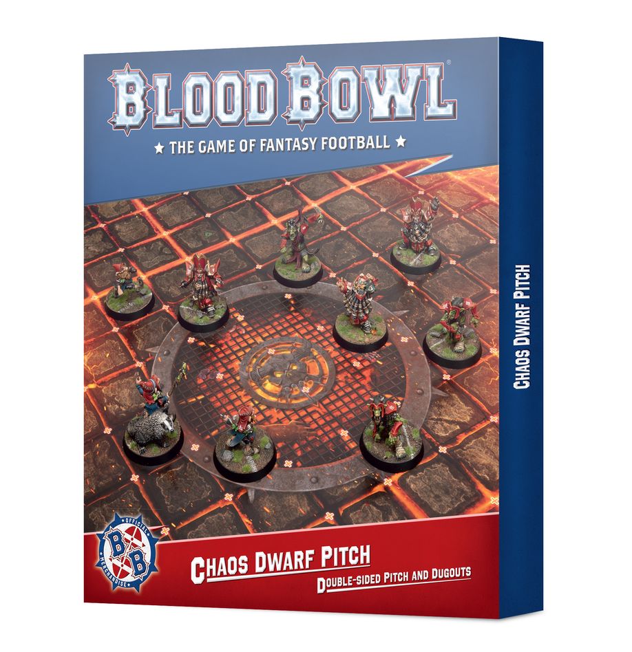 Blood Bowl: Chaos Dwarf Double-sided Pitch and Dugouts Set - 血腥橄欖球：混沌矮人球隊場地與休息區