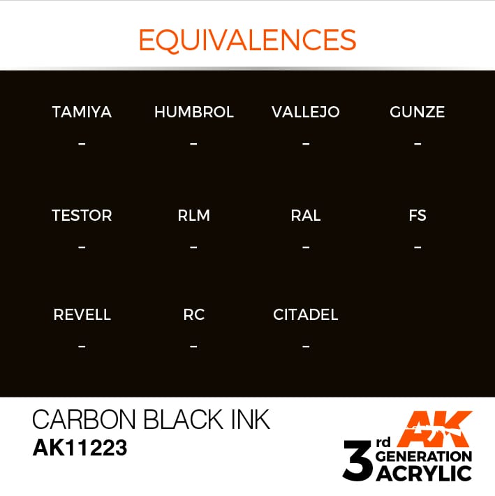 AK-11223 AK Interactive 3G Acrylic Carbon Black INK 17ml