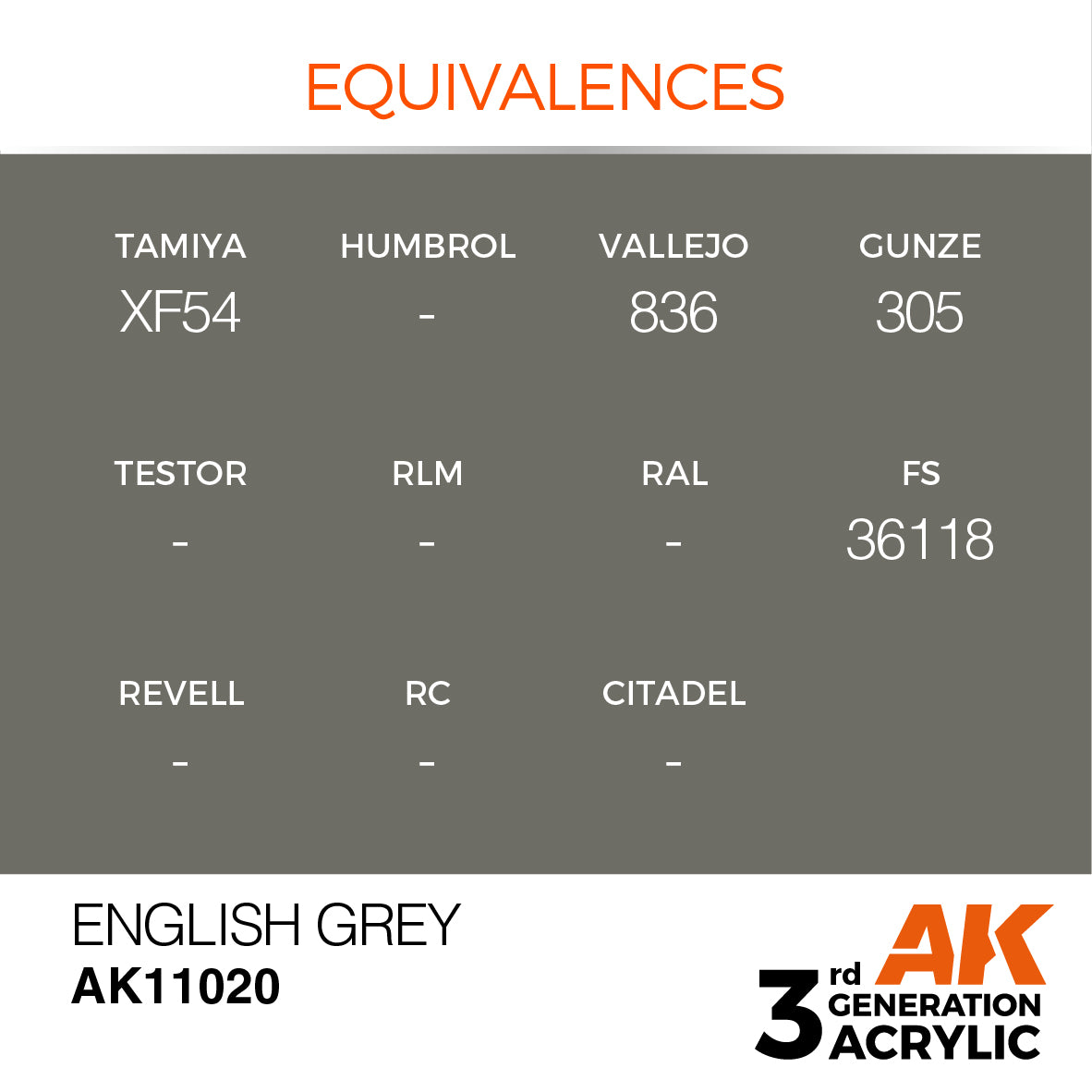 AK-11020 AK Interactive 3G Acrylic English Grey 17ml