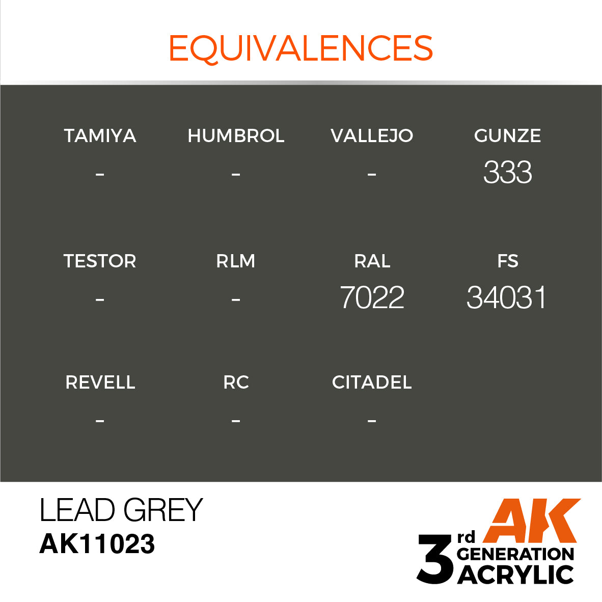 AK-11023 AK Interactive 3G Acrylic Lead Grey 17ml