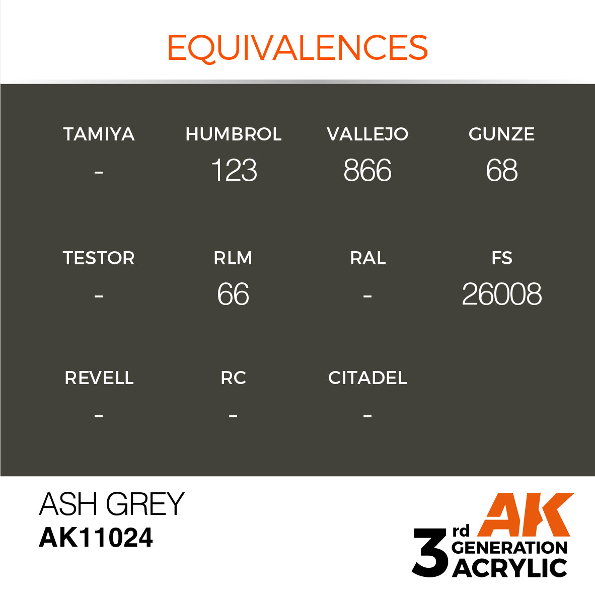 AK-11024 AK Interactive 3G Acrylic Ash Grey 17ml