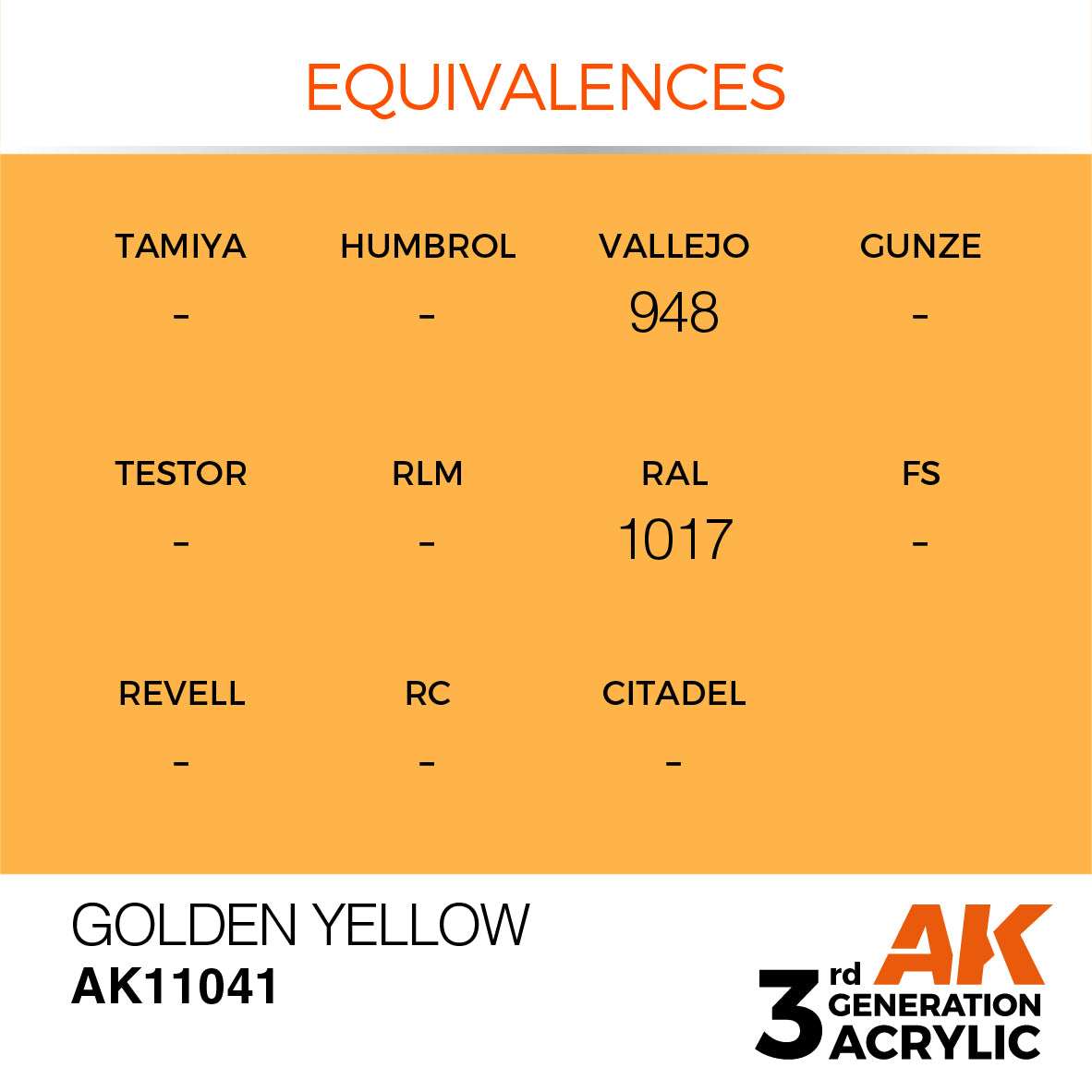 AK-11041 AK Interactive 3G Acrylic Golden Yellow 17ml