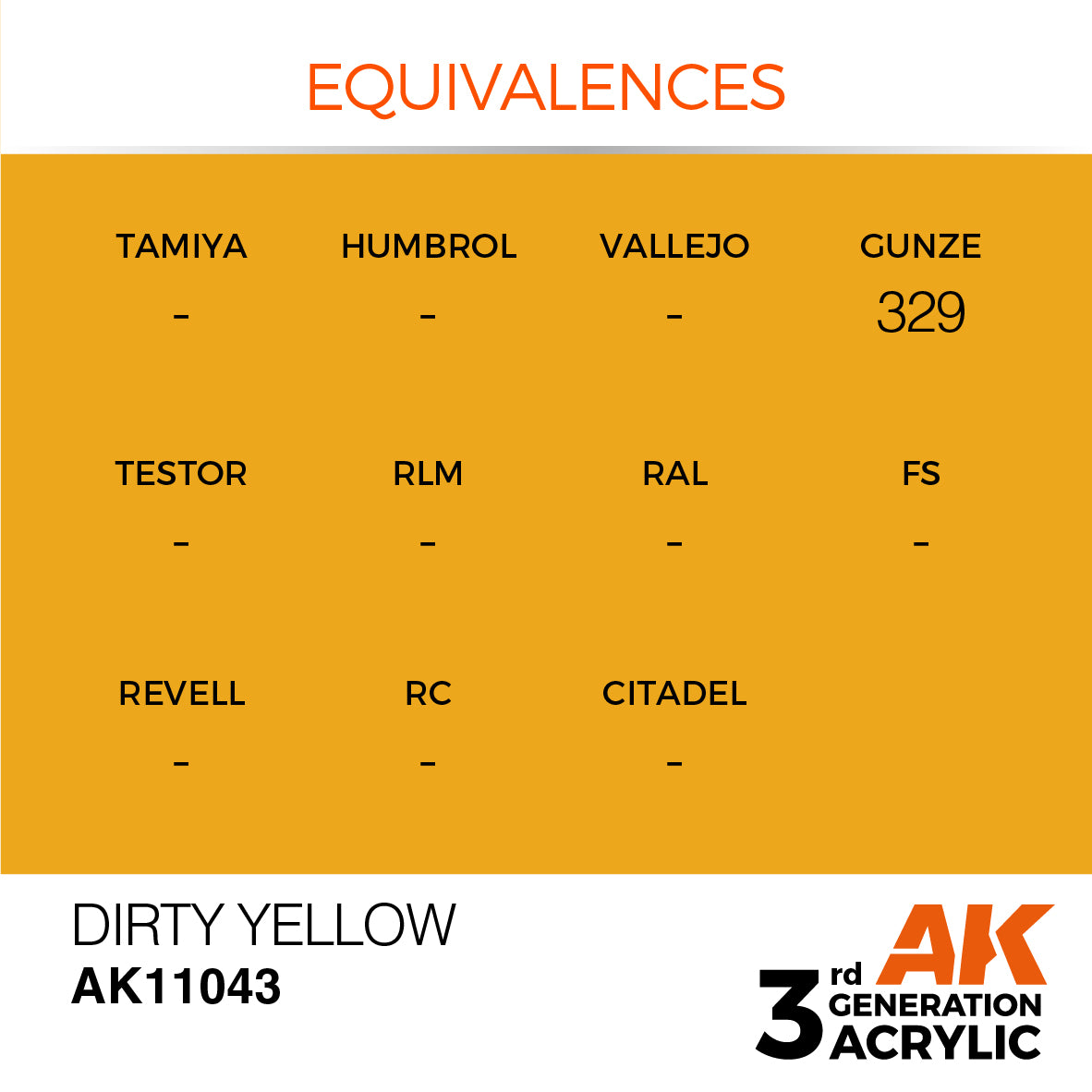 AK-11043 AK Interactive 3G Acrylic Dirty Yellow 17ml