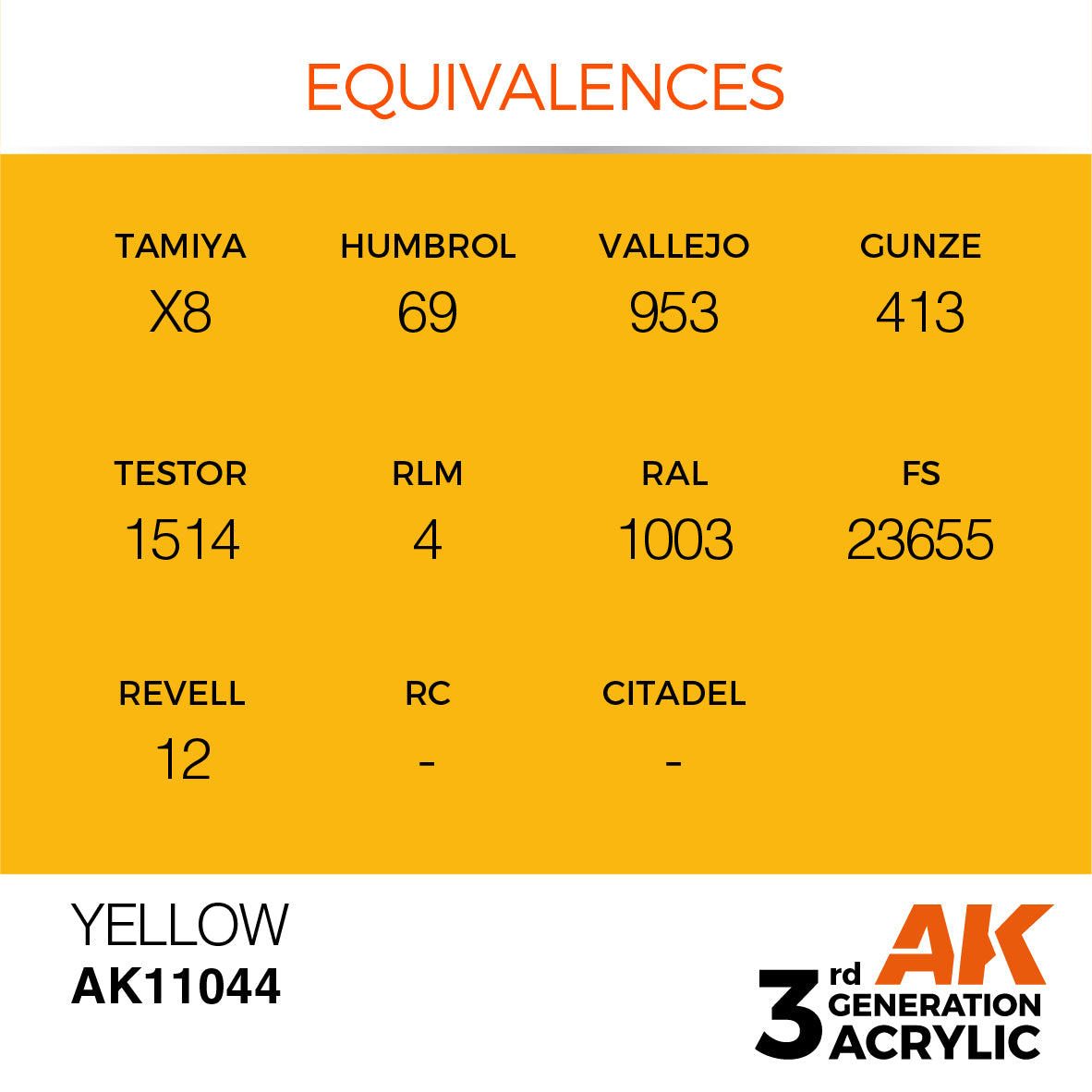 AK-11044 AK Interactive 3G Acrylic Yellow 17ml