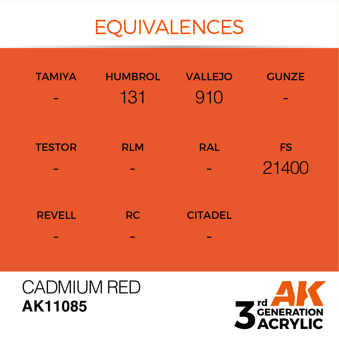 AK-11085 AK Interactive 3G Acrylic Cadmium Red 17ml