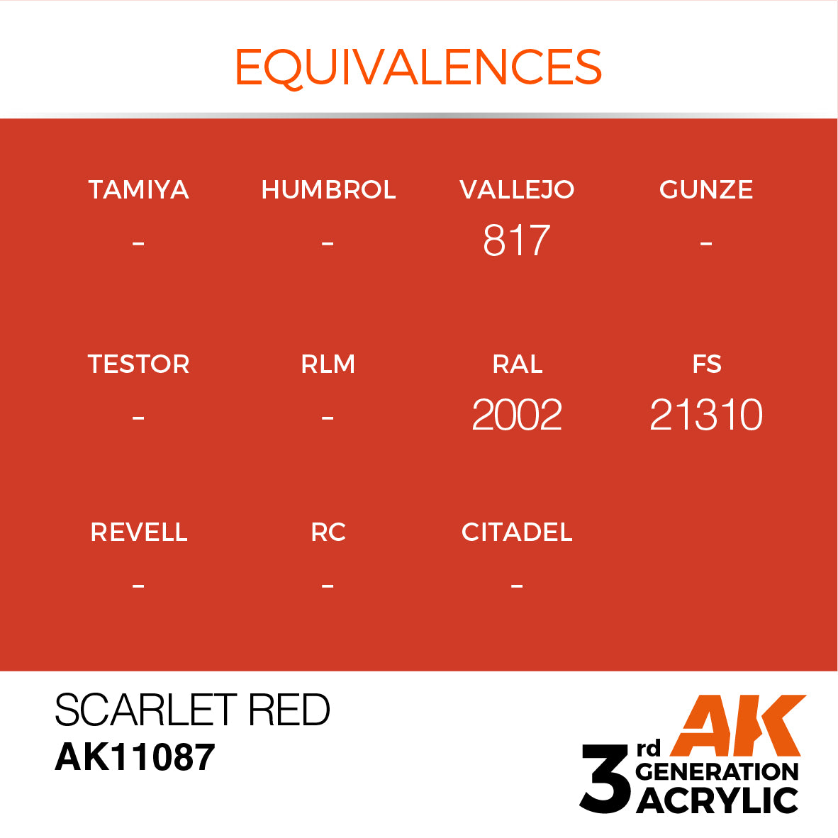 AK-11087 AK Interactive 3G Acrylic Scarlet Red 17ml