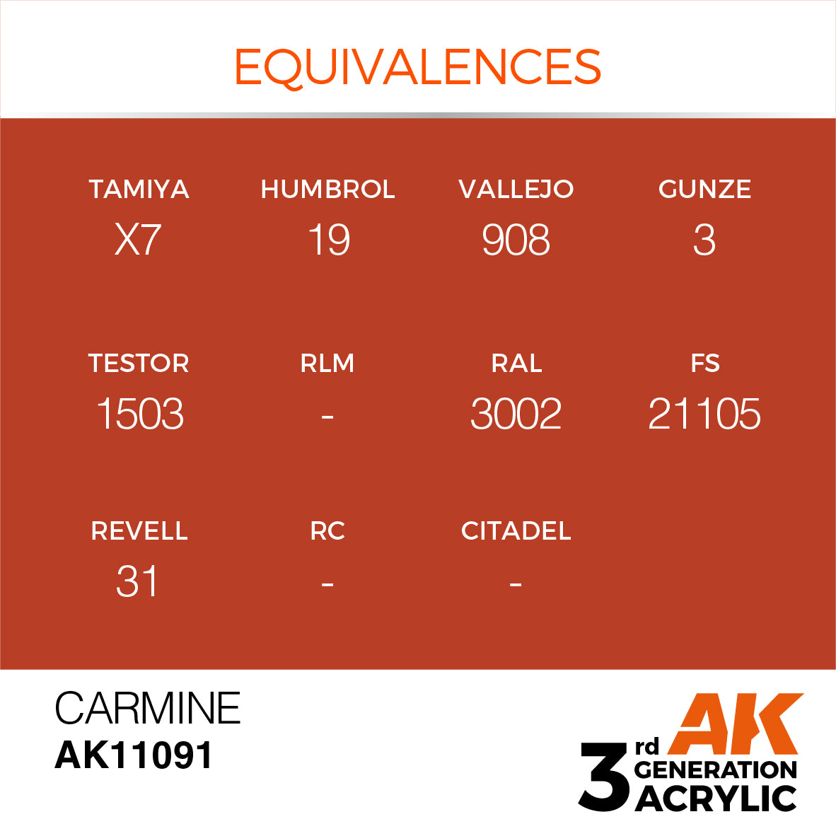 AK-11091 AK Interactive 3G Acrylic Carmine 17ml