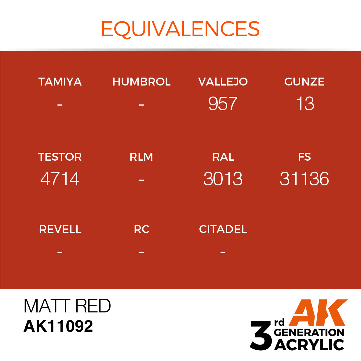 AK-11092 AK Interactive 3G Acrylic Matt Red 17ml