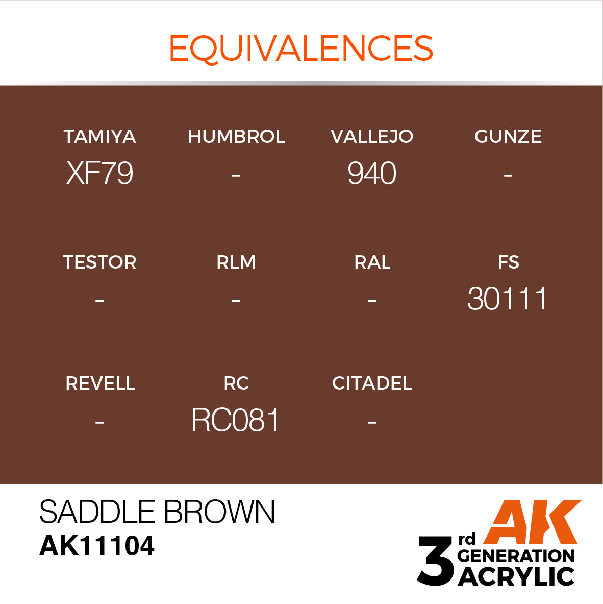 AK-11104 AK Interactive 3G Acrylic Saddle Brown 17ml