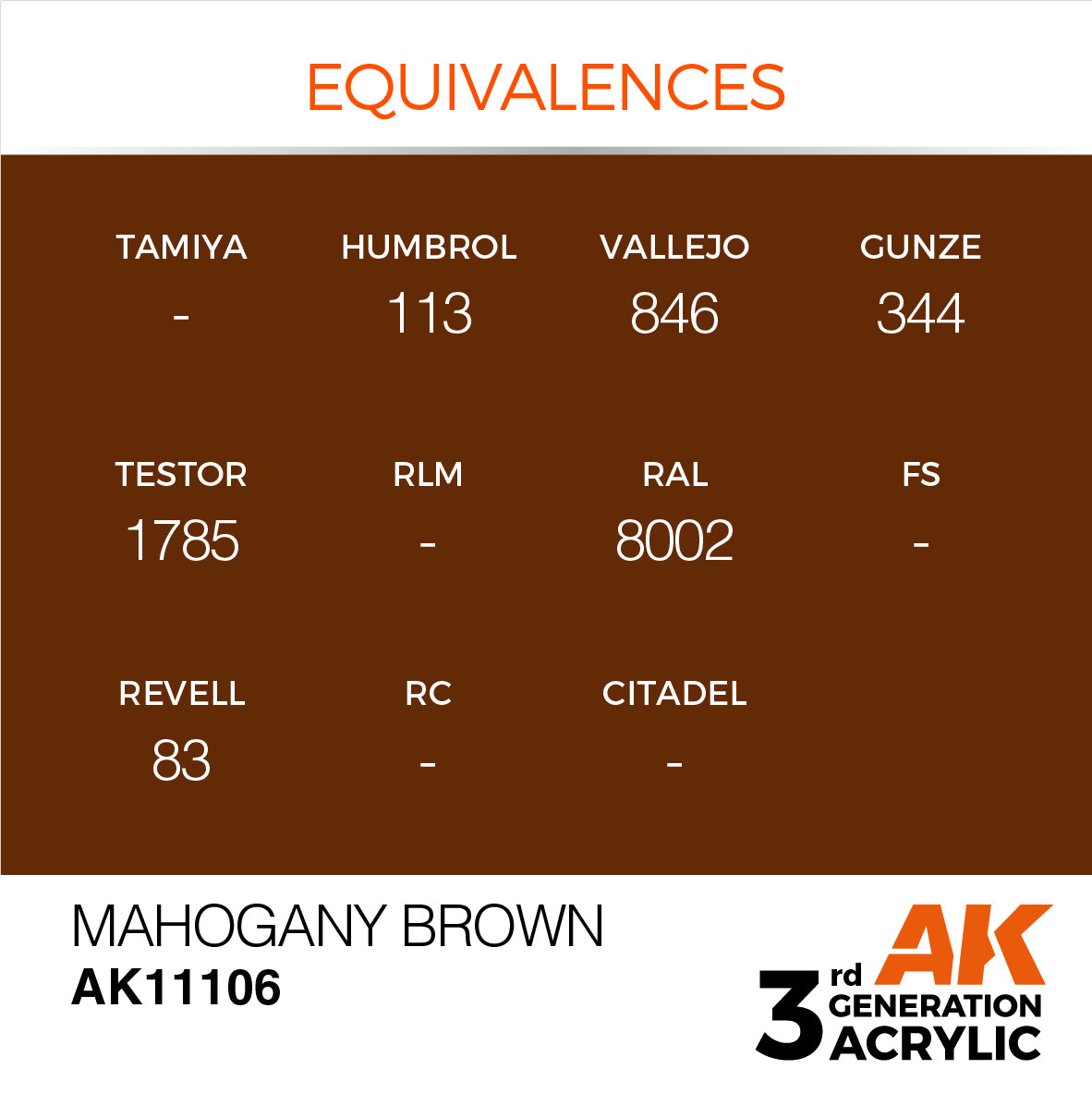 AK-11106 AK Interactive 3G Acrylic Mahogany Brown 17ml