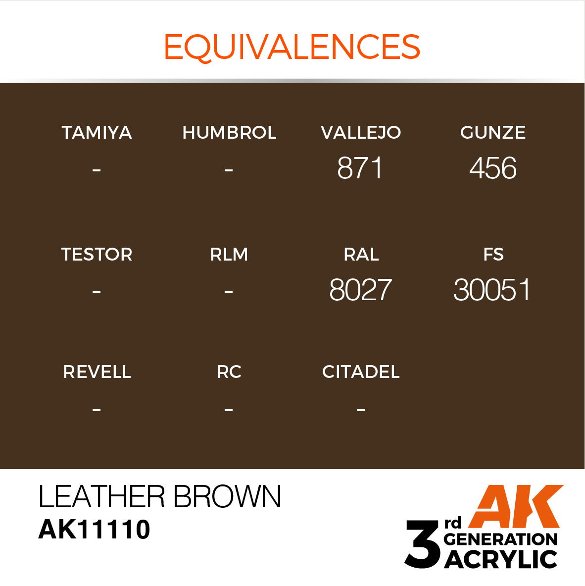 AK-11110 AK Interactive 3G Acrylic Leather Brown 17ml