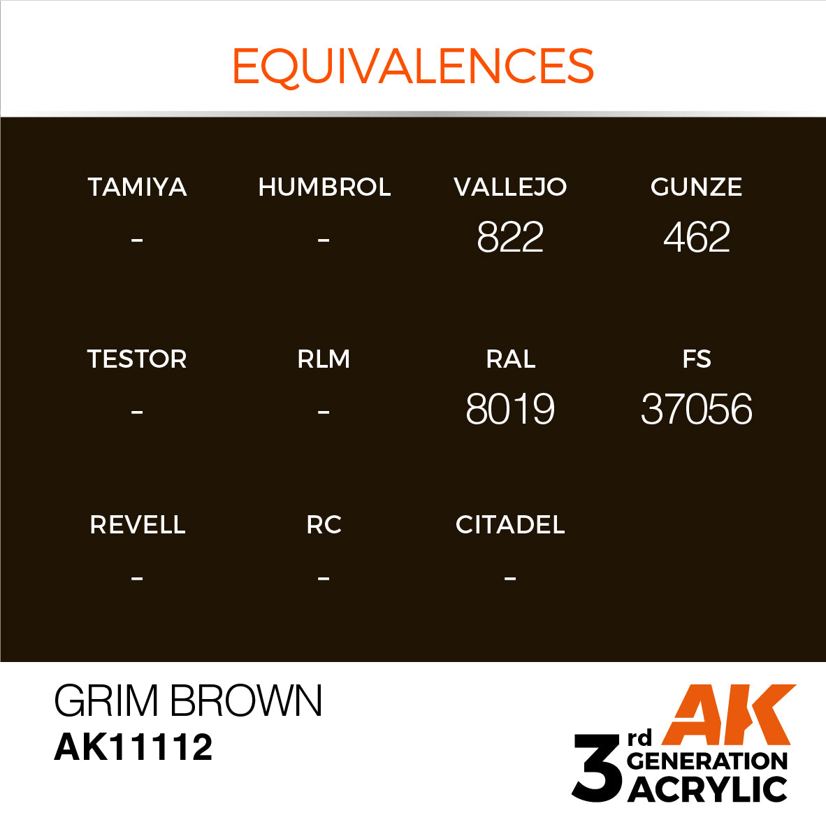 AK-11112 AK Interactive 3G Acrylic Grim Brown 17ml