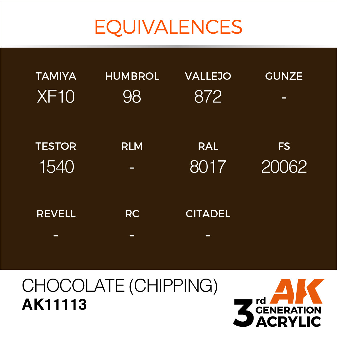 AK-11113 AK Interactive 3G Acrylic Chocolate (Chipping) 17ml