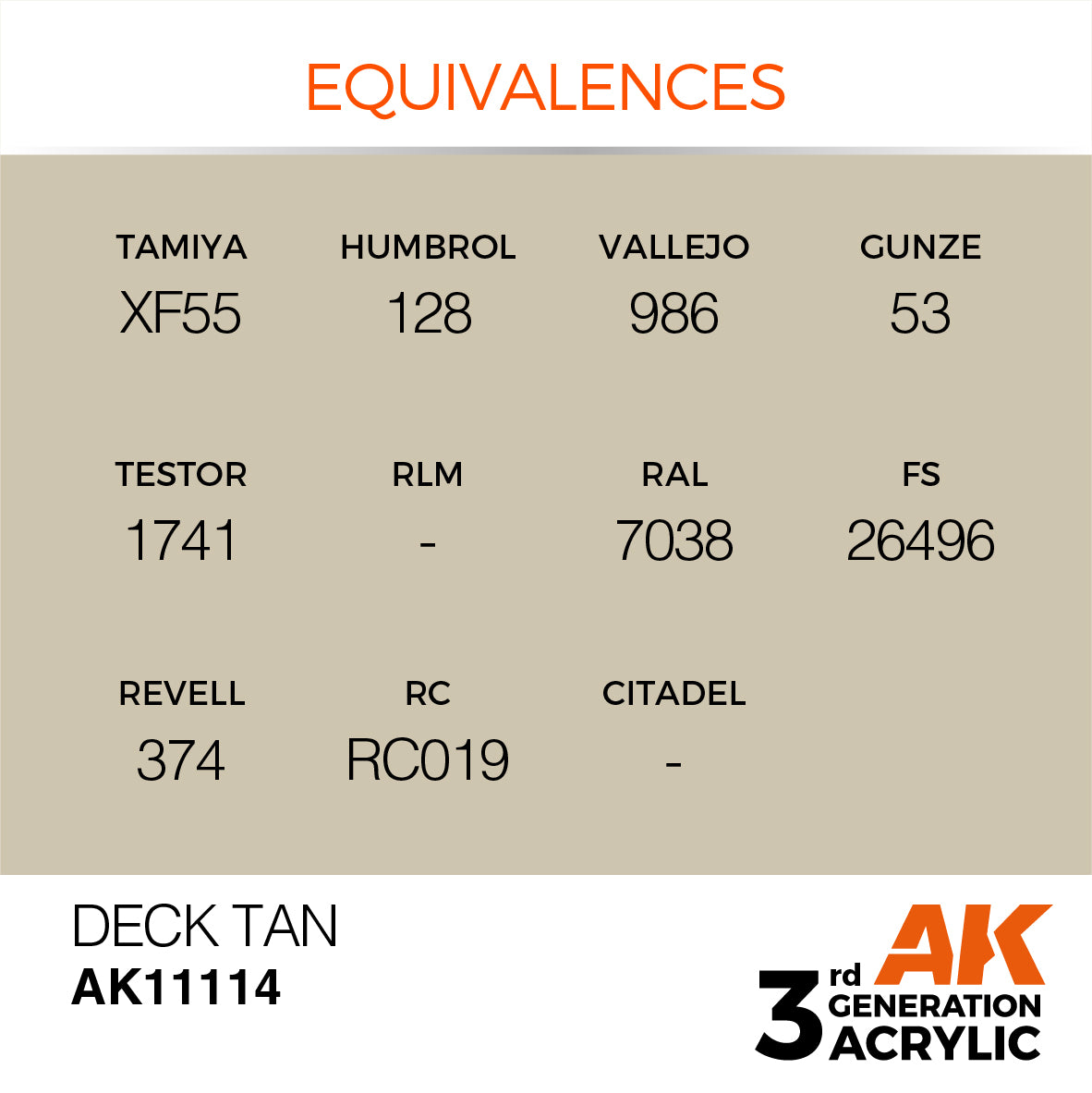 AK-11114 AK Interactive 3G Acrylic Deck Tan 17ml