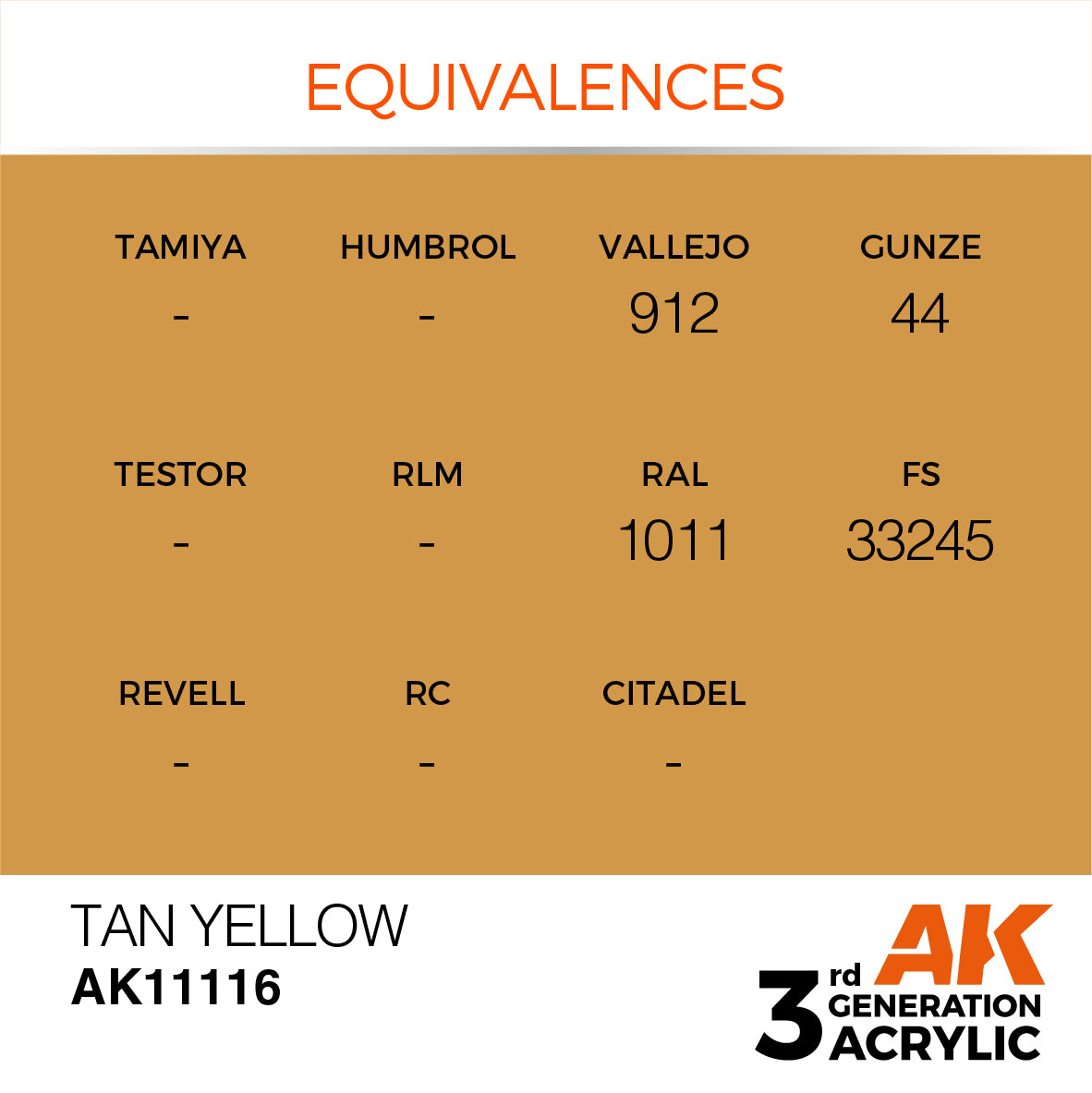 AK-11116 AK Interactive 3G Acrylic Tan Yellow 17ml