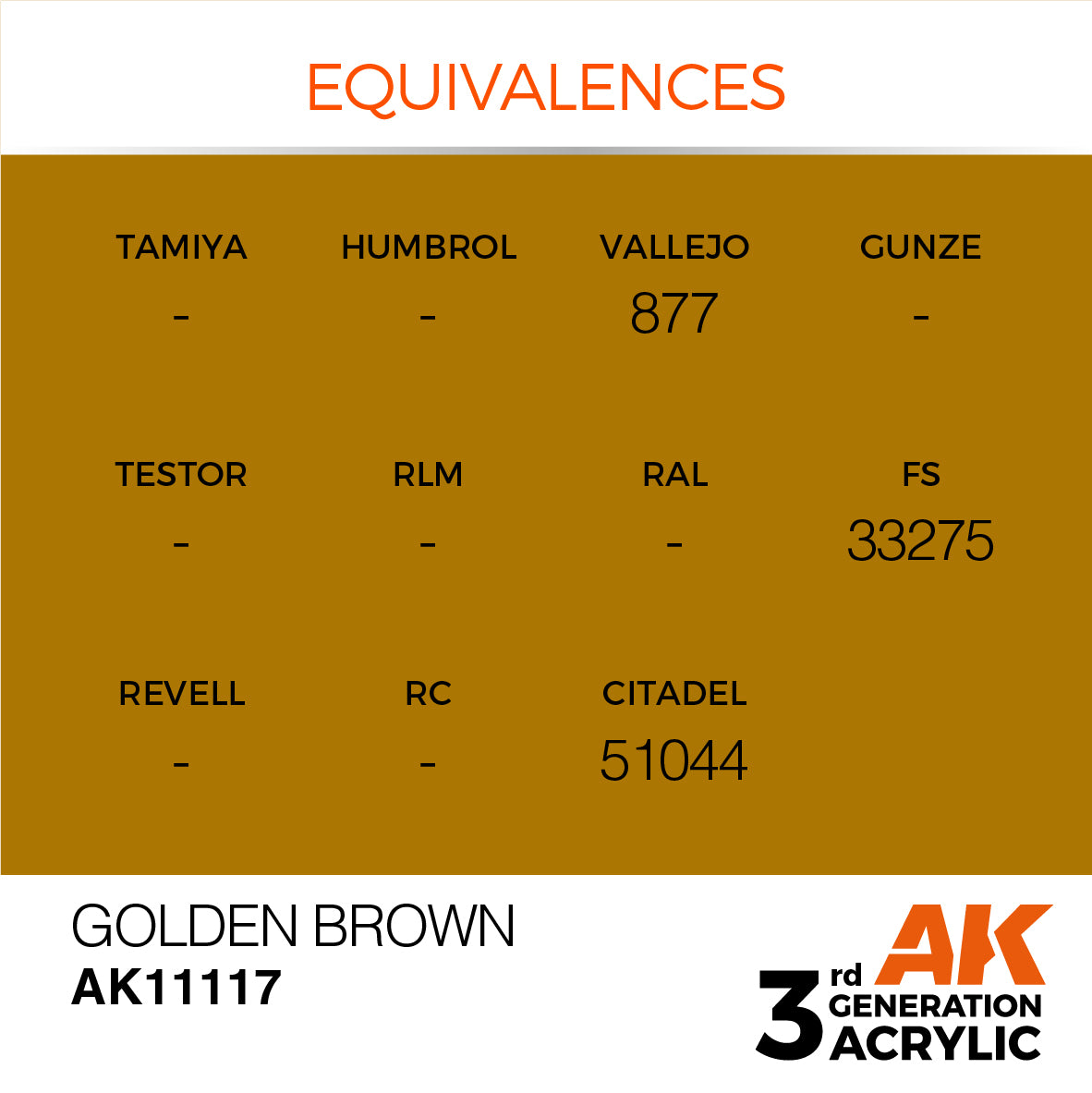 AK-11117 AK Interactive 3G Acrylic Golden Brown 17ml