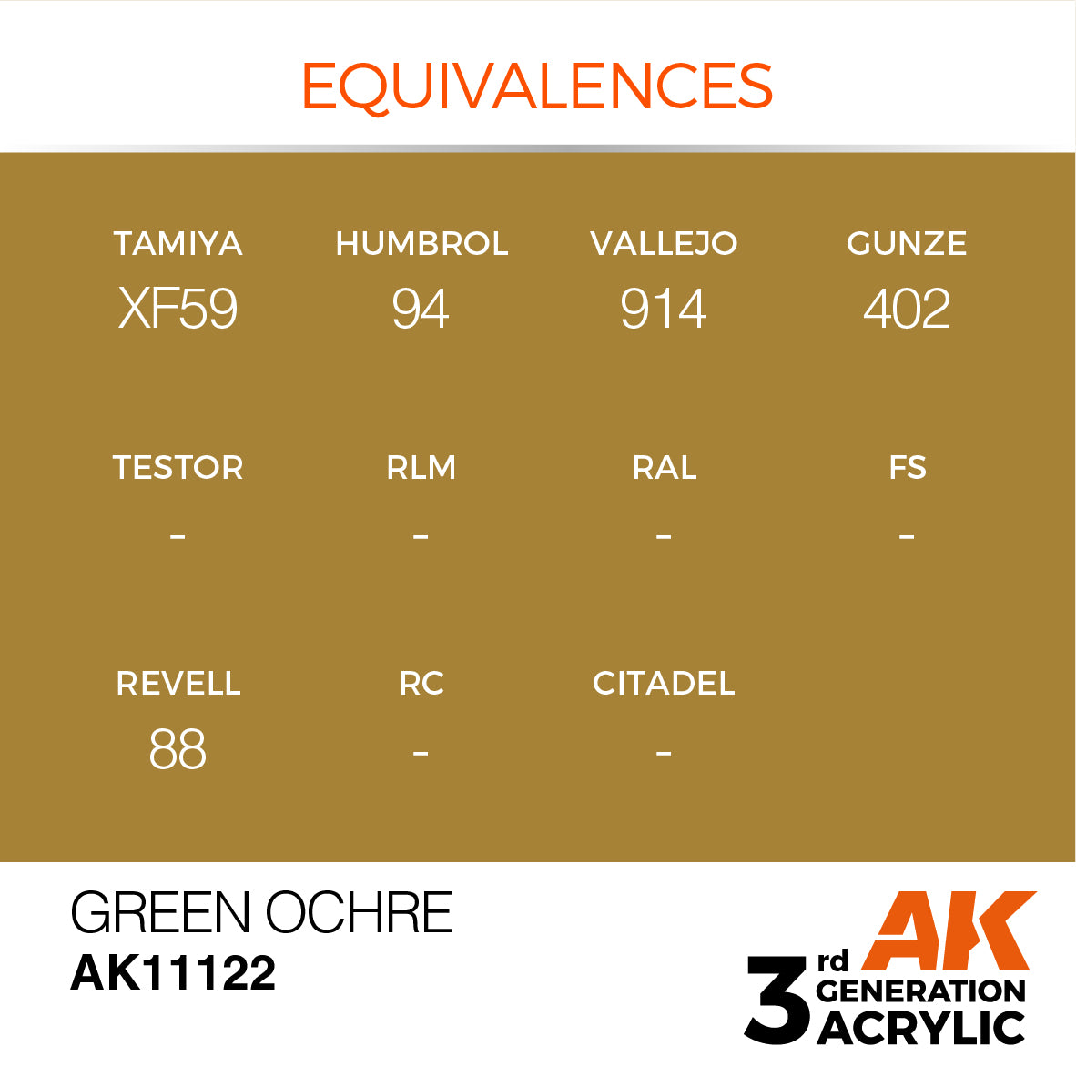 AK-11122 AK Interactive 3G Acrylic Green Ocher 17ml