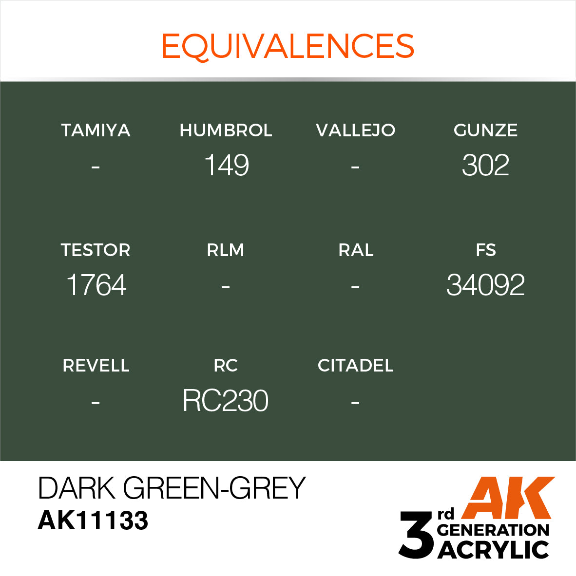 AK-11133 AK Interactive 3G Acrylic Dark Green-Grey 17ml