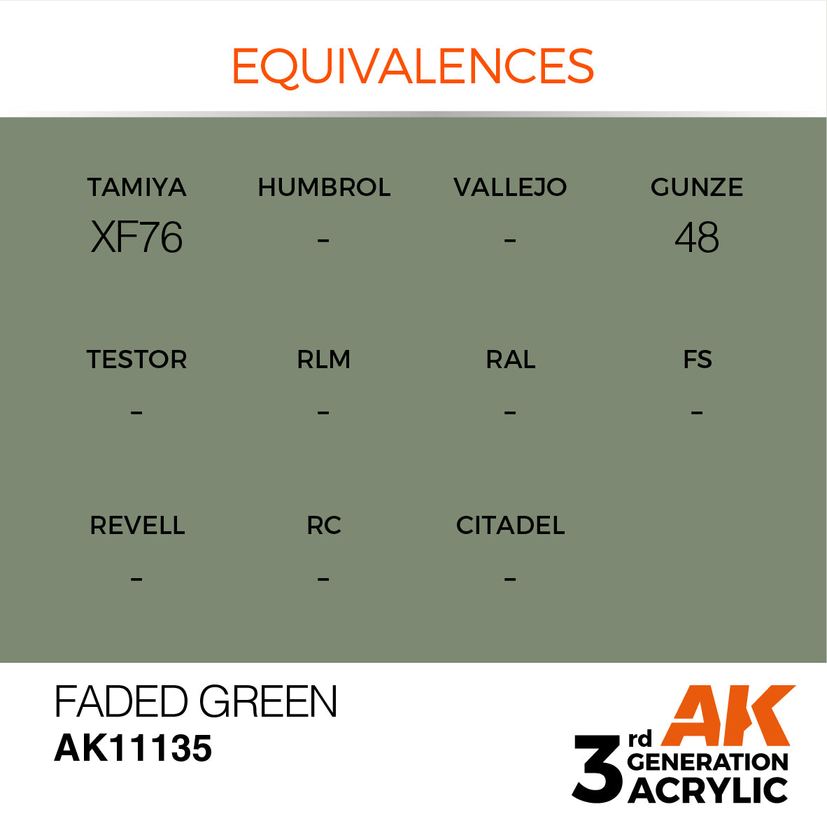 AK-11135 AK Interactive 3G Acrylic Faded Green 17ml