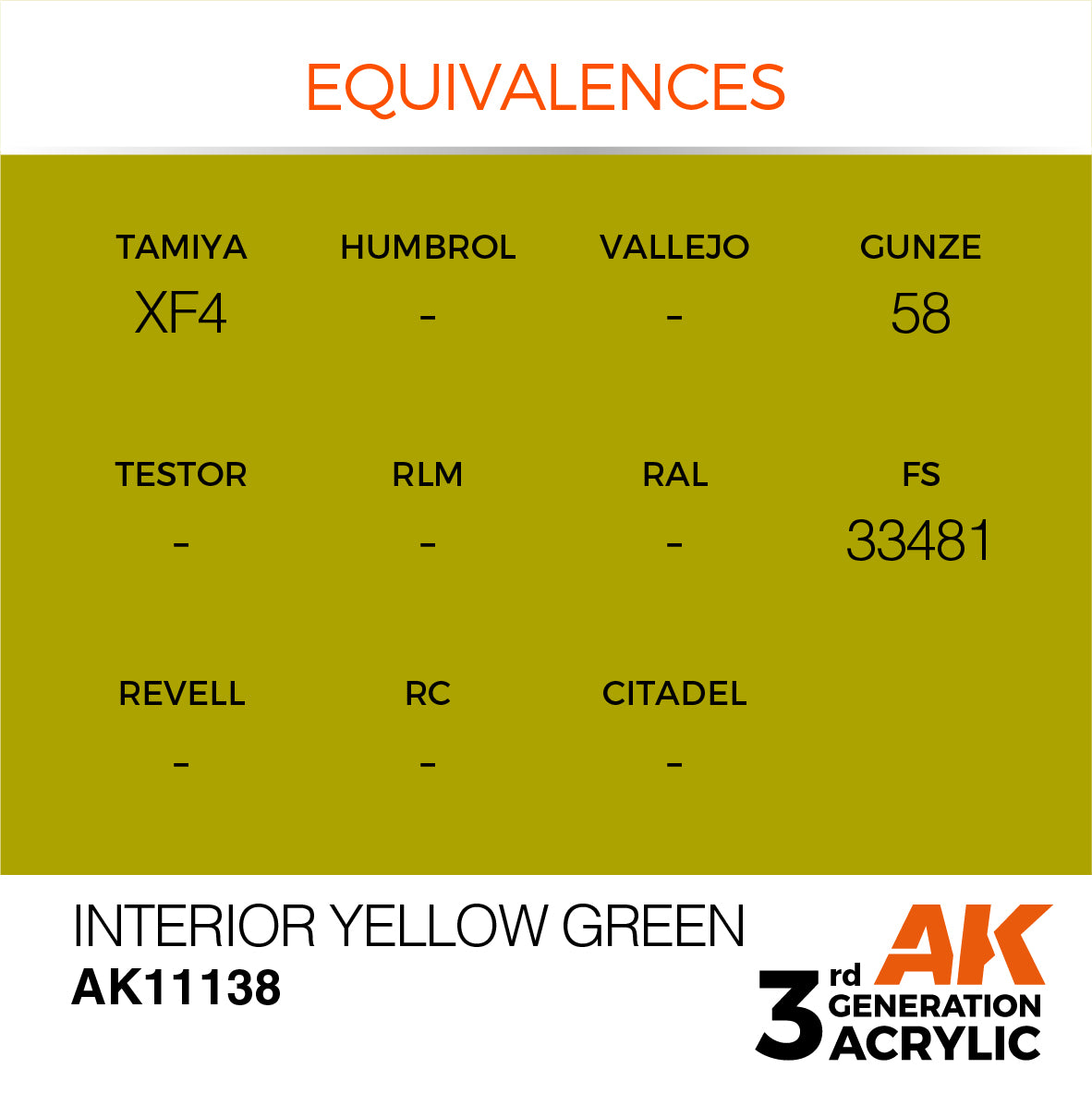 AK-11138 AK Interactive 3G Acrylic Interior Yellow Green 17ml