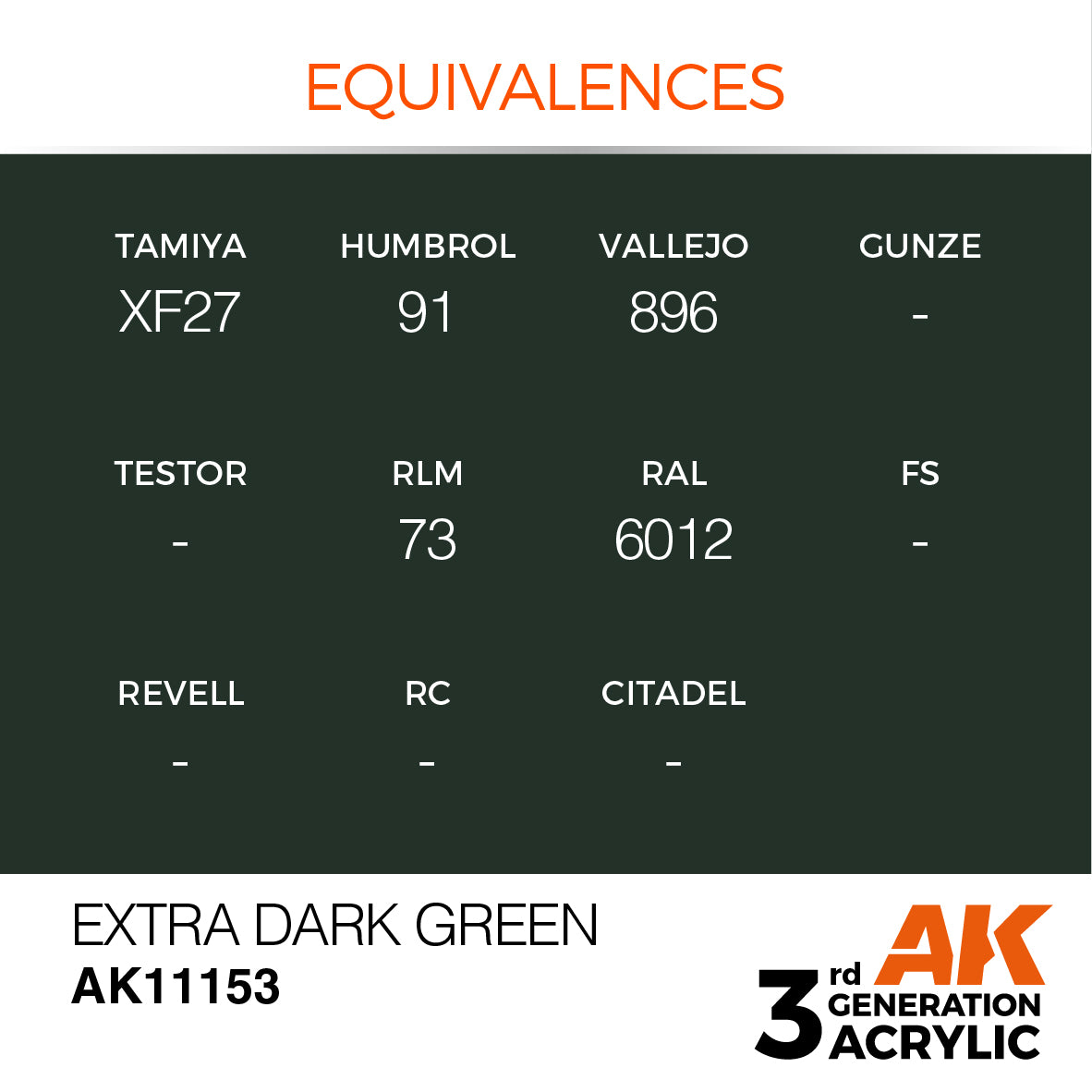 AK-11153 AK Interactive 3G Acrylic Extra Dark Green 17ml