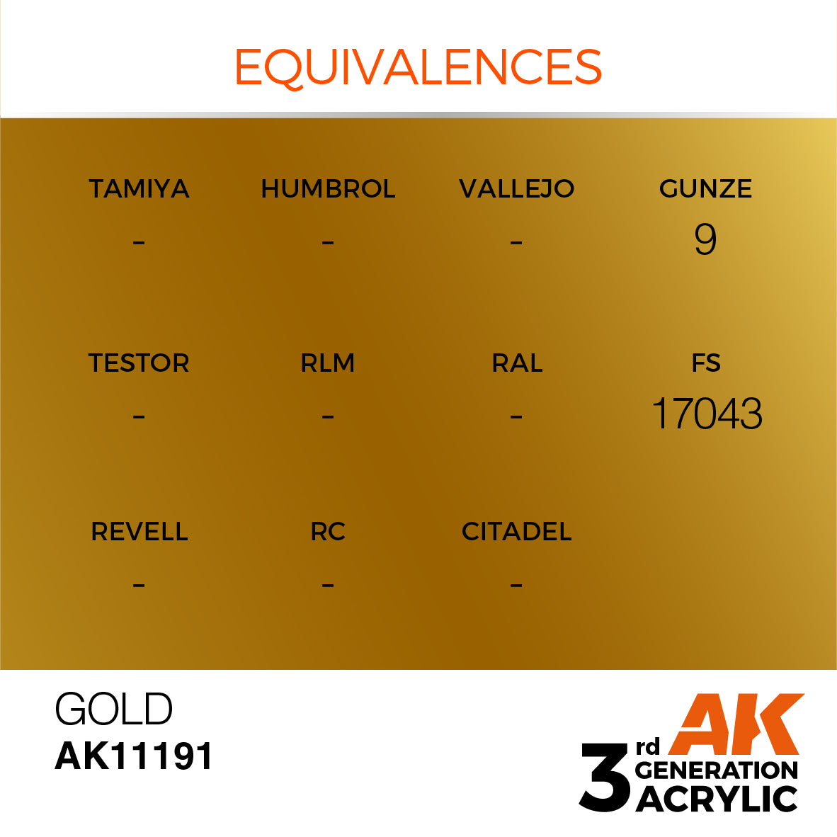 AK-11191 AK Interactive 3G Acrylic Gold 17ml