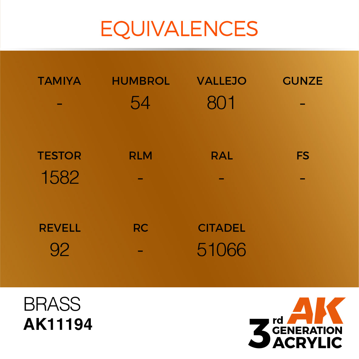 AK-11194 AK Interactive 3G Acrylic Brass 17ml