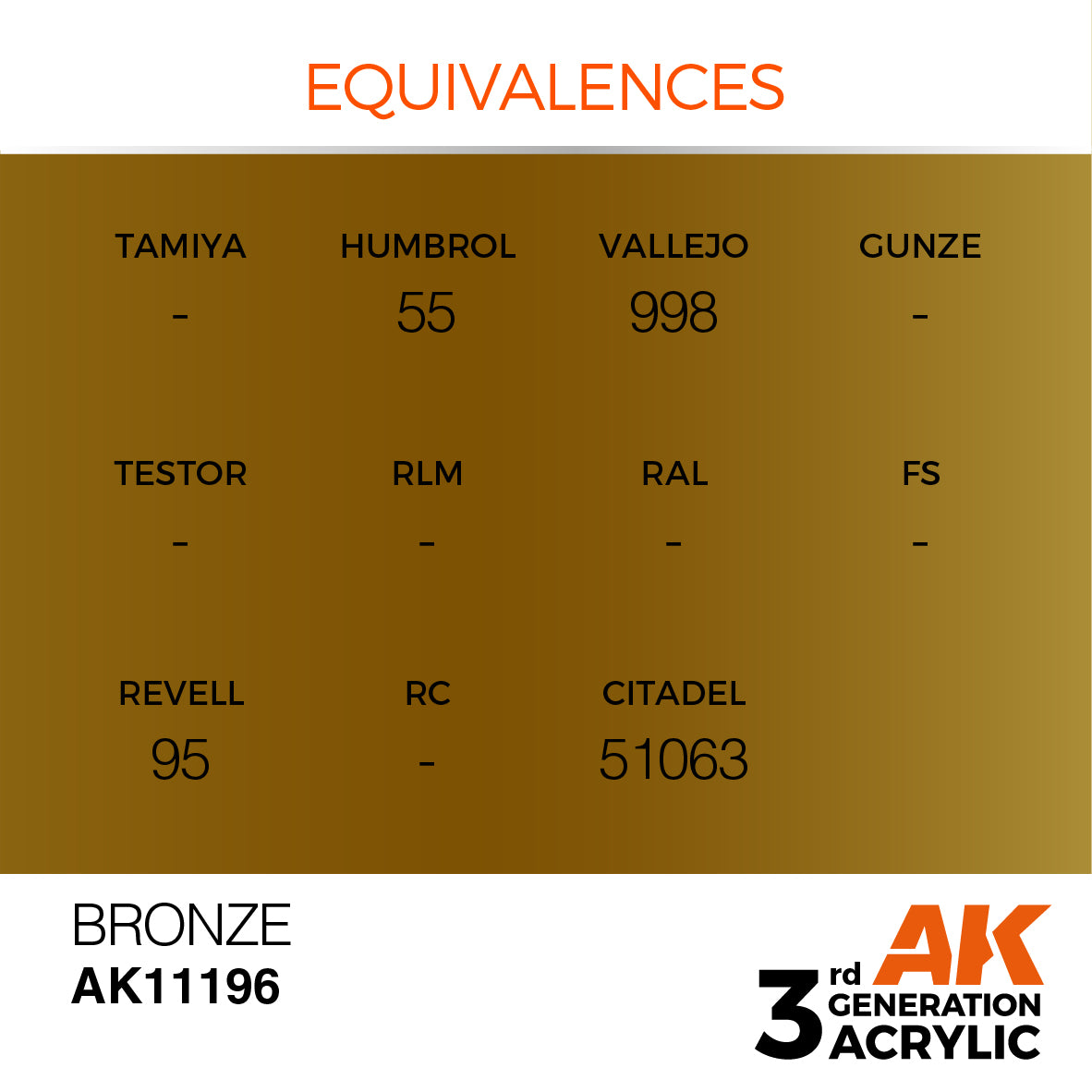 AK-11196 AK Interactive 3G Acrylic Bronze 17ml