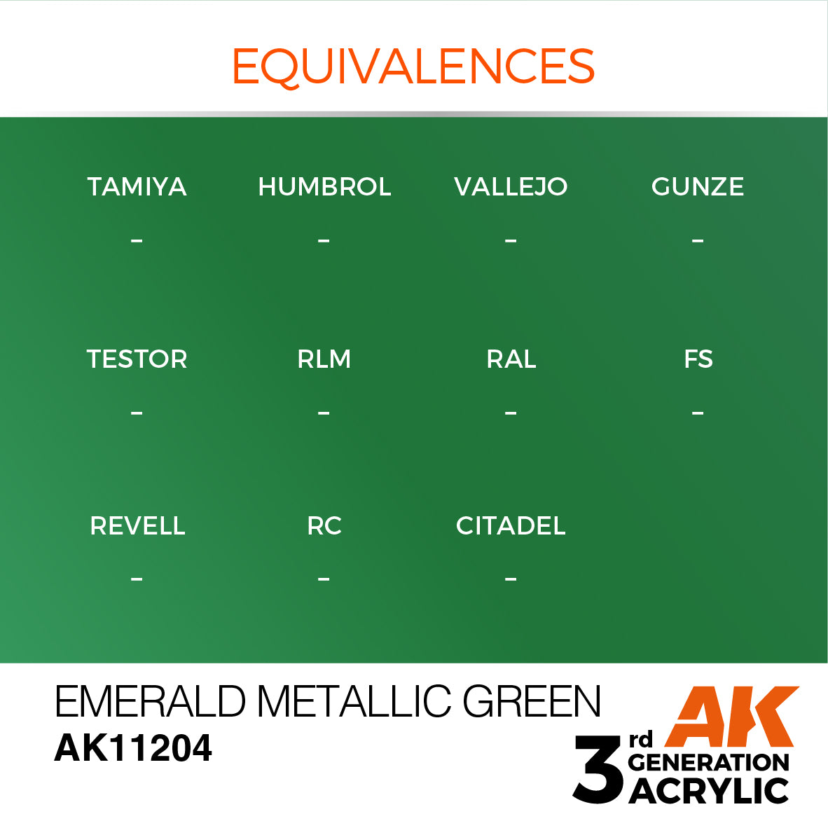 AK-11204 AK Interactive 3G Acrylic Emerald Metallic Green 17ml