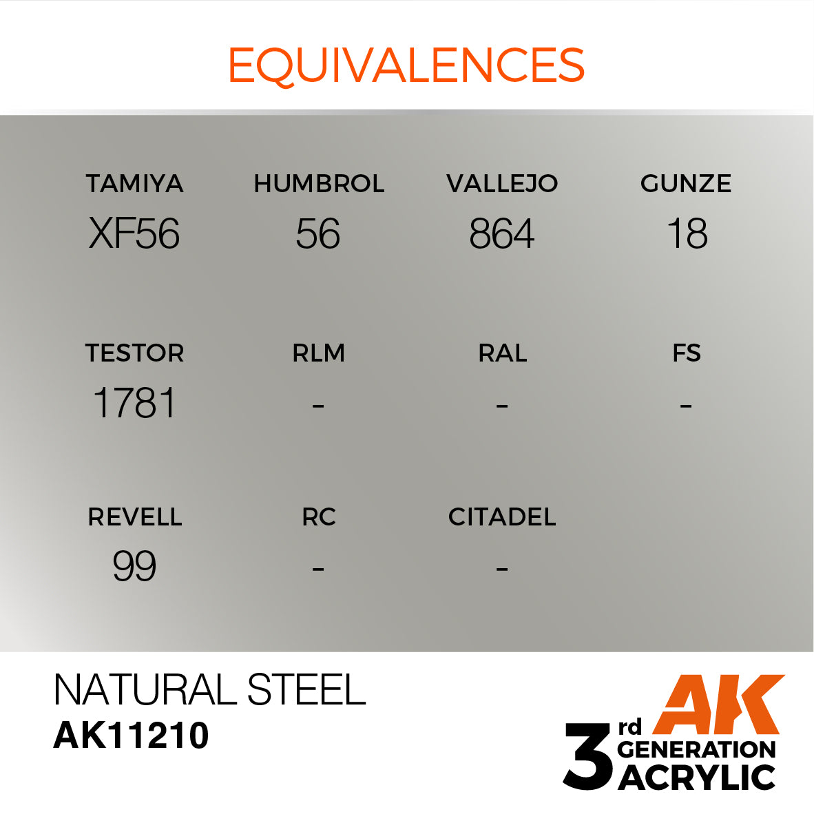 AK-11210 AK Interactive 3G Acrylic Natural Steel 17ml