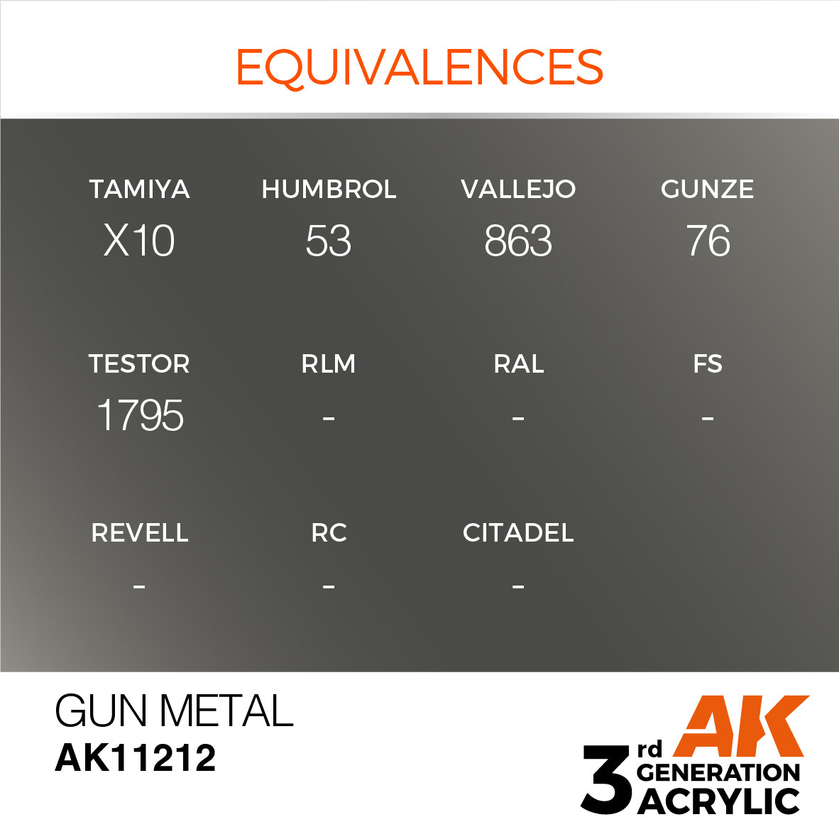 AK-11212 AK Interactive 3G Acrylic Gun Metal 17ml